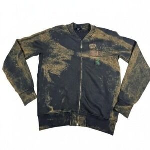 Rare Vintage DIESEL Acid Wash Zip Hoodie 90s Y2K Grunge Patch Distressed M